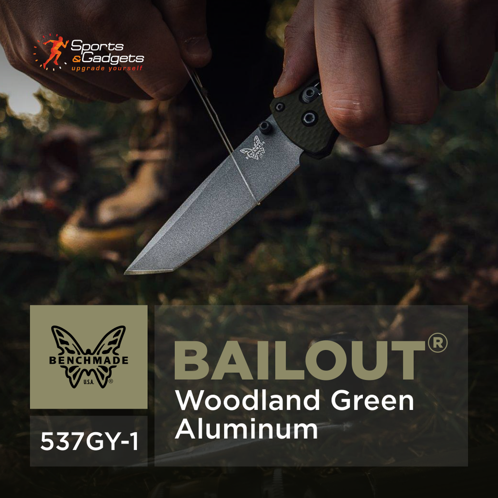 🔪 Benchmade Bailout 537GY-1: Woodland Green Aluminum + CPM-M4 Tanto Built for Hard Use 🌲💪