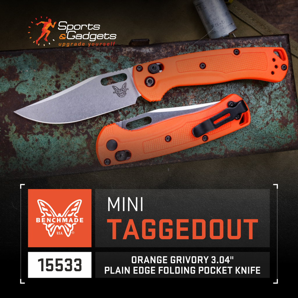 Unleash Precision in the Field with the Benchmade Mini Taggedout Orange Grivory Folding Knife