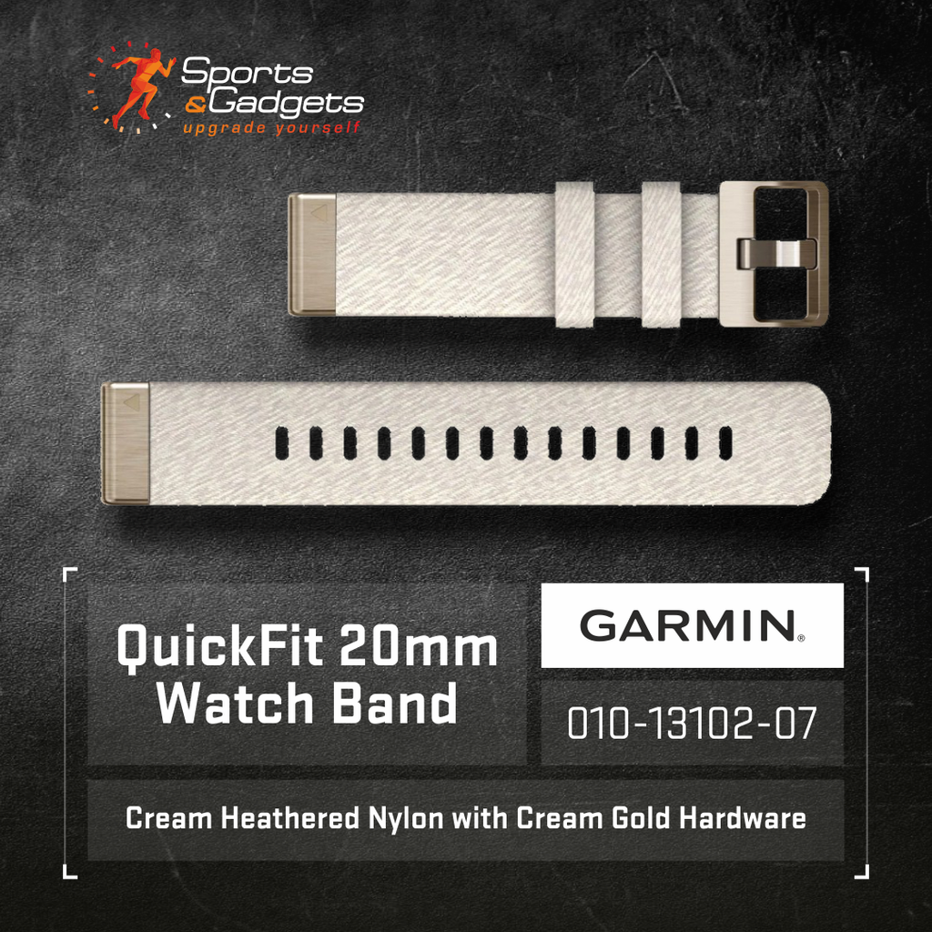 Upgrade Your Watch Style with the Garmin QuickFit 20mm Cream Heathered Nylon Band