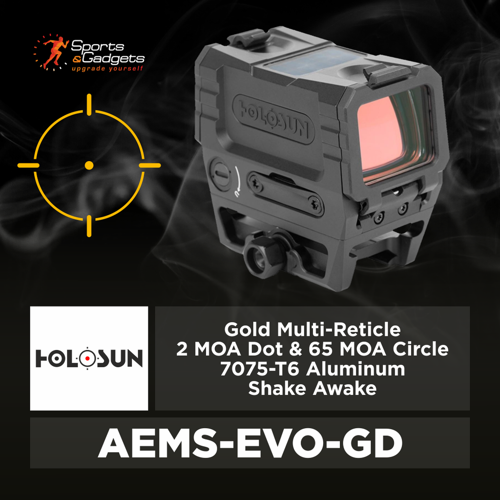 ✨ Holosun Gold Multi-Reticle 2 MOA Dot & 65 MOA Circle 7075-T6 Aluminum Shake Awake (AEMS-EVO-GD): High-Contrast Gold Reticle Performance for Fast Target Acquisition 🎯