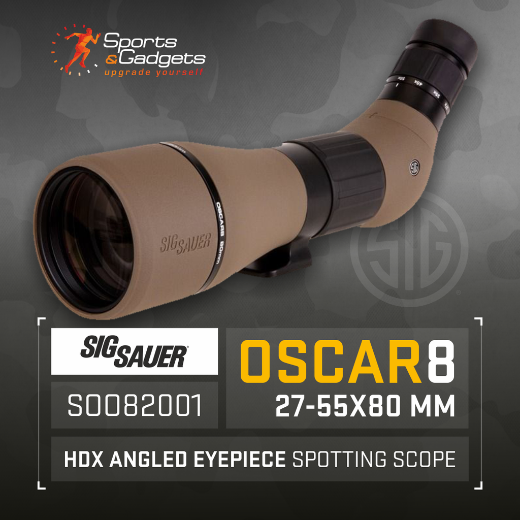 Discover Precision with the Sig Sauer OSCAR8 27-55x80 mm HDX Angled Eyepiece Spotting Scope (SOO82001)