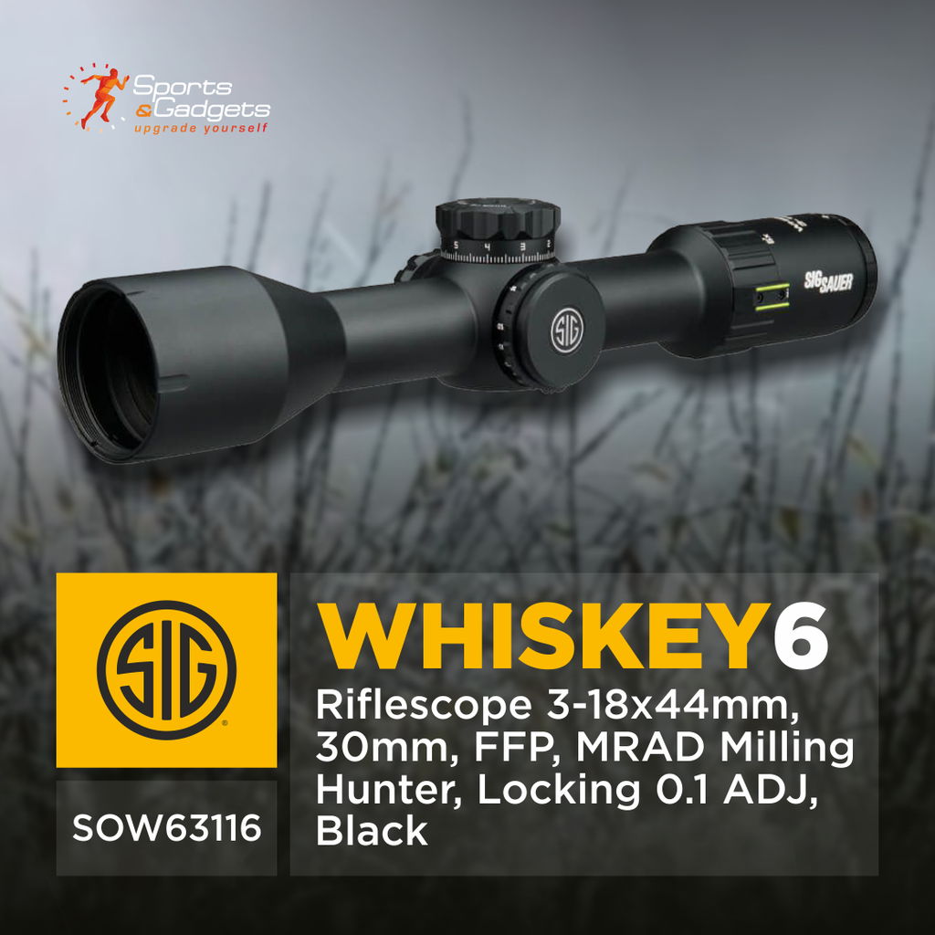 🎯 SIG SAUER WHISKEY6 3-18x44 FFP MRAD Riflescope (SOW63116): A Premier Hunting Scope with Locking Zero-Stop Turret + HDX Glass 🎁