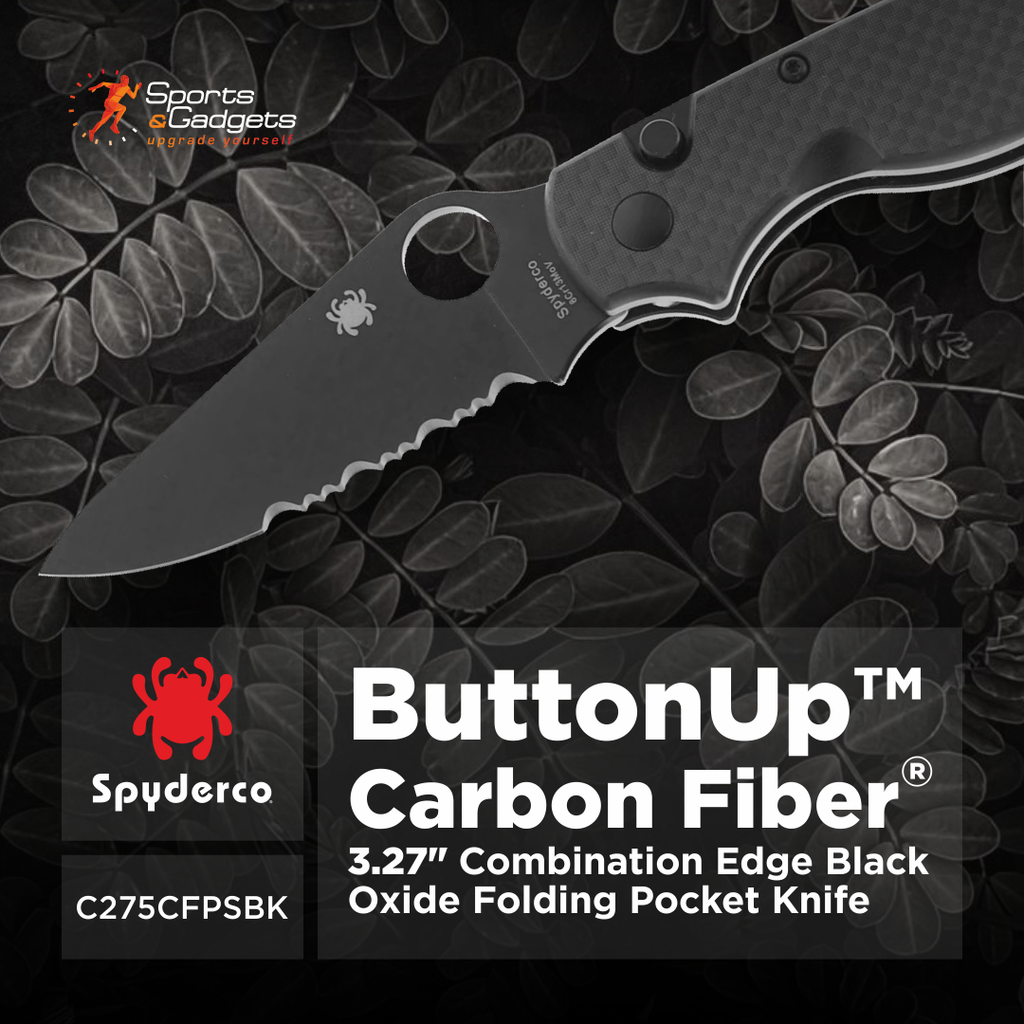 🖤 Spyderco ButtonUp Carbon Fiber Combination Edge Folding Pocket Knife: Manual Button-Lock Design Meets Lightweight Everyday Carry 🔪