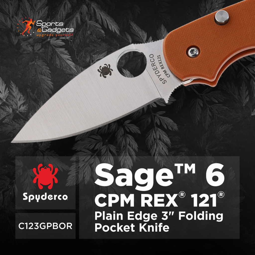 🟤 Spyderco Sage 6 CPM REX 121 Plain Edge: Elite Edge Retention with Button-Release Compression Lock 🔪