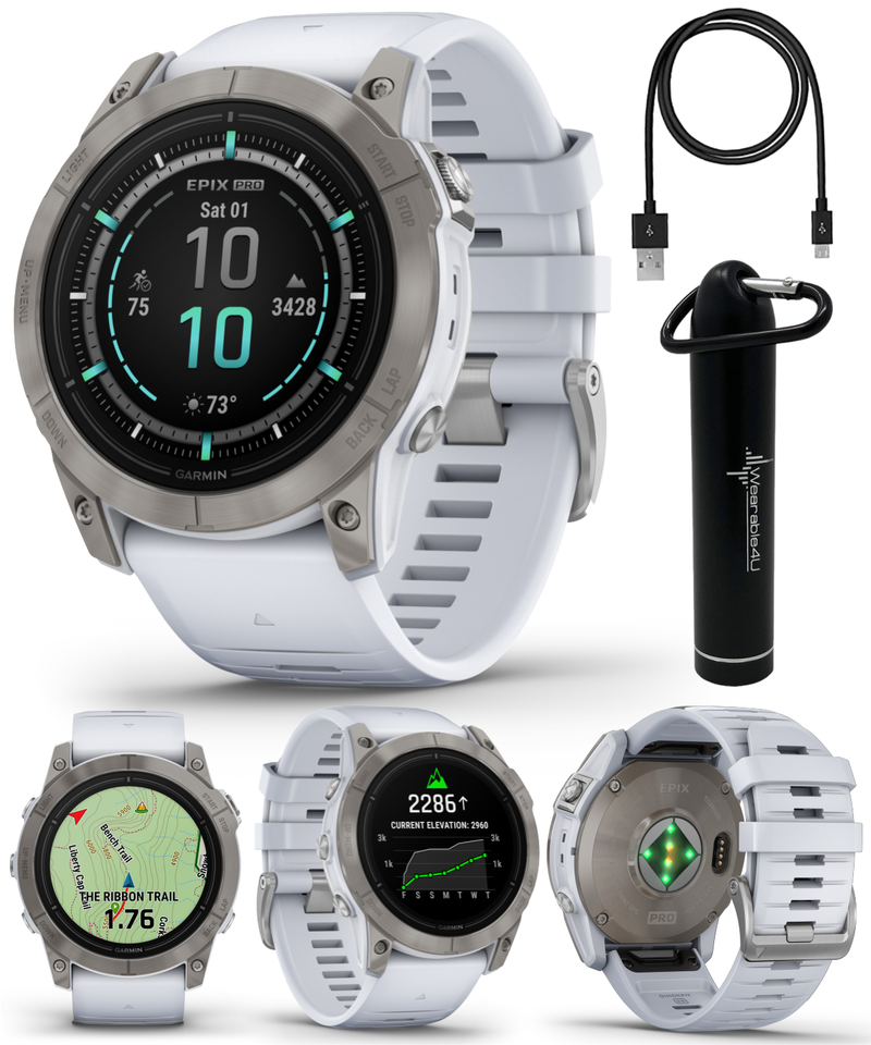 Garmin Epix Pro (Gen 2) Standard / Sapphire Edition, High Performance Smartwatch, Advanced Training Technology, Built-in Flashlight w/Wearable4U Bundle