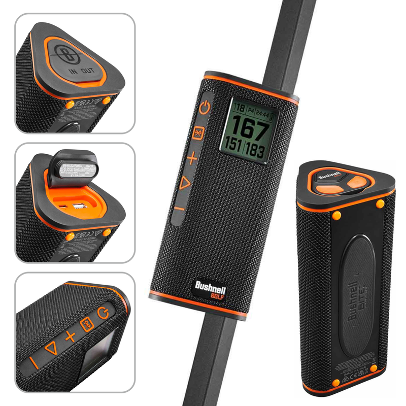 Bushnell Wingman View Golf GPS Bluetooth Speaker with Wearable4U Ultimate EarBuds and Wall and Car Chargers Bundle