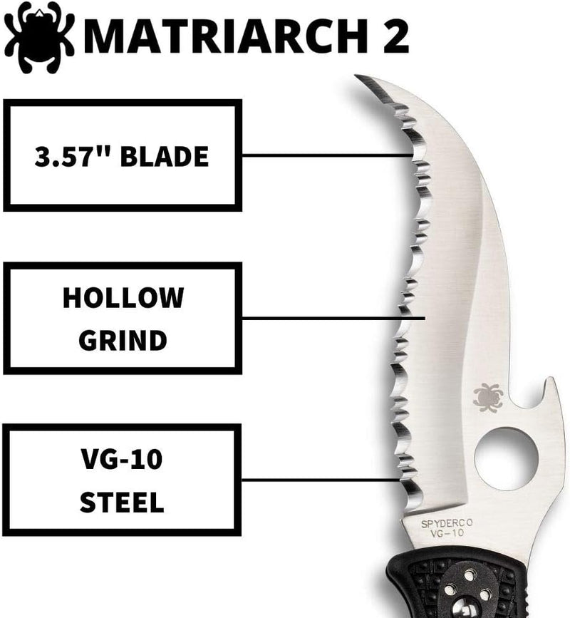 Spyderco Matriarch 2 VG-10 Steel 3.57" SpyderEdge Folding Pocket Knife (C12SBK2W)