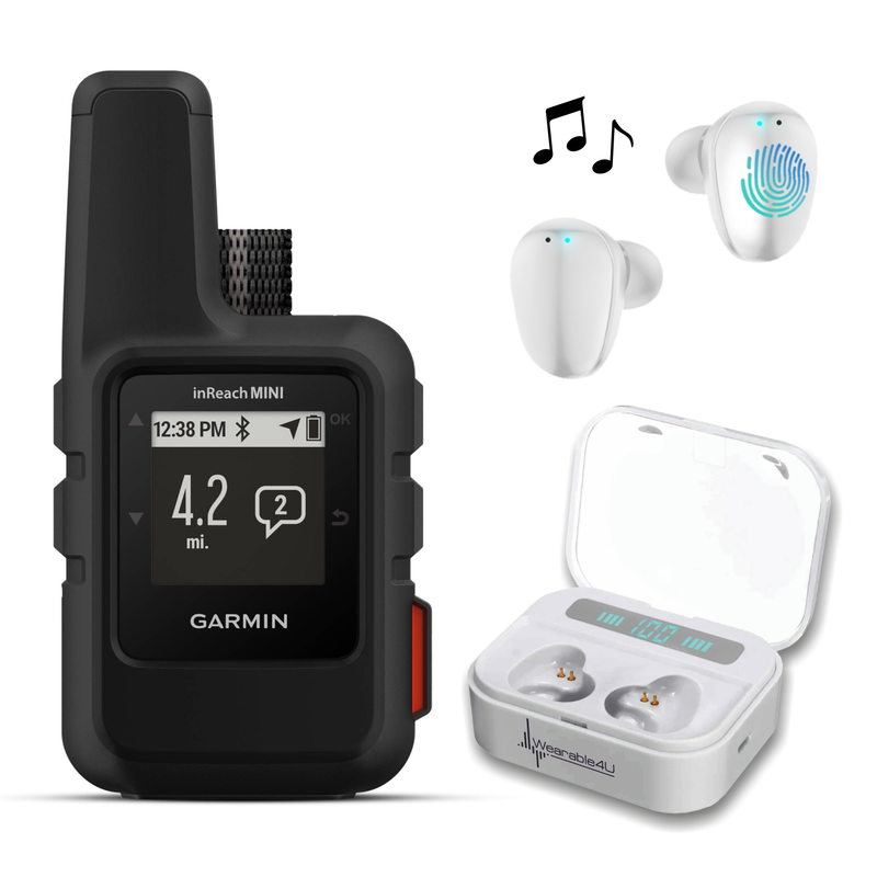 Garmin InReach Mini, Lightweight and Compact Handheld Iridium Satellite Communicator and Earbuds Bundle