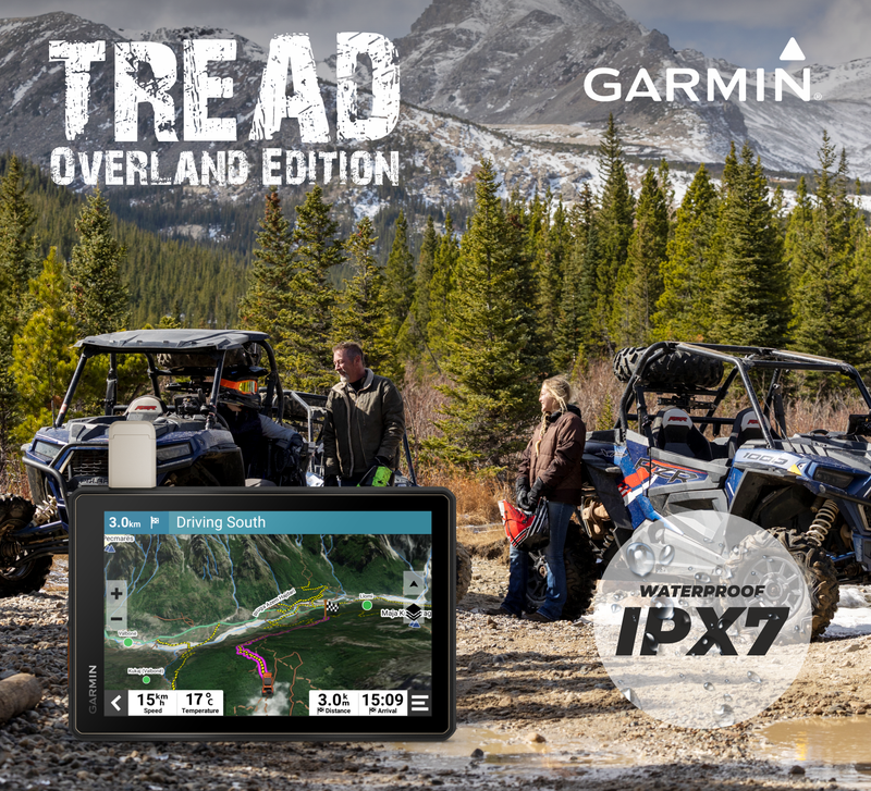 Garmin Tread Overland, All-Terrain GPS Navigator 8 in, Rugged, Built in Mapping, Ultrabright Display with Wearable4U Power Pack Bundle