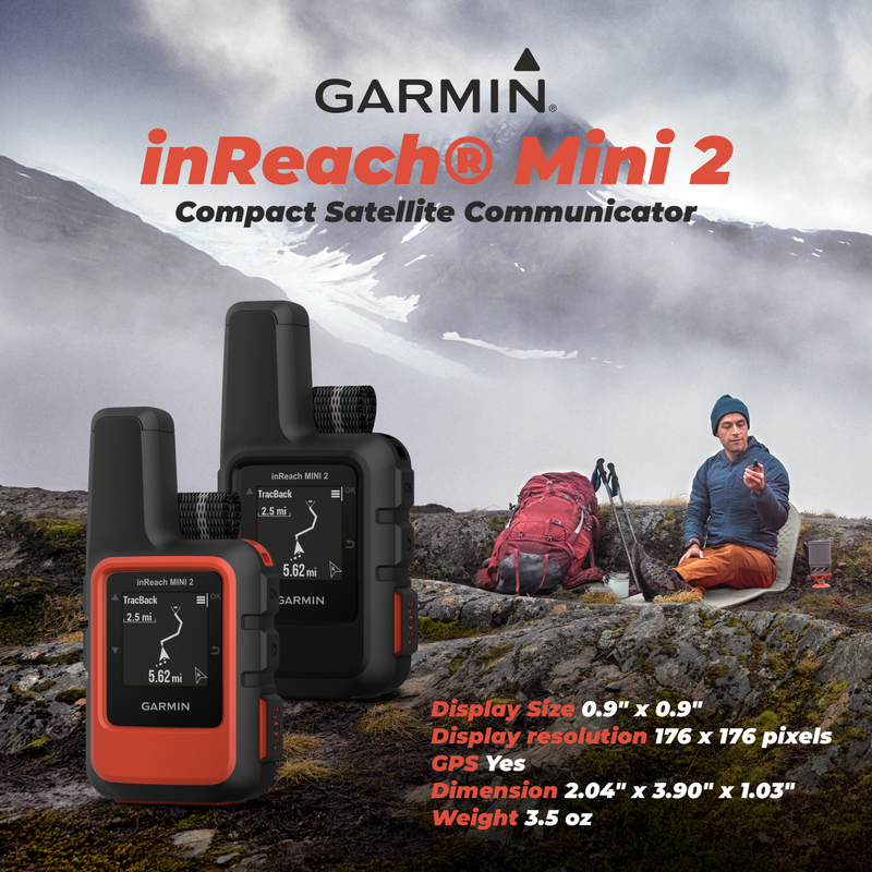 Garmin inReach Mini 2 Satellite Communicator with Wearable4U Power Pack Bundle
