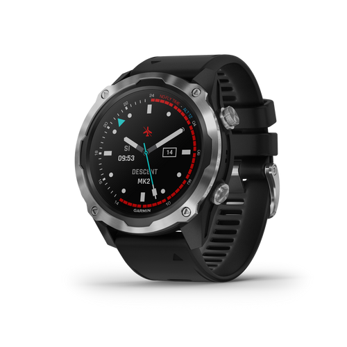 Garmin Descent Mk2 Watch-Style Dive Computer, Multisport Training/Smart Features (Stainless Steel with Black Band)