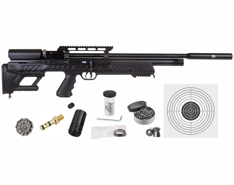 Hatsan BullBoss QE PCP Air Rifle with Paper Targets and Pellets Bundle
