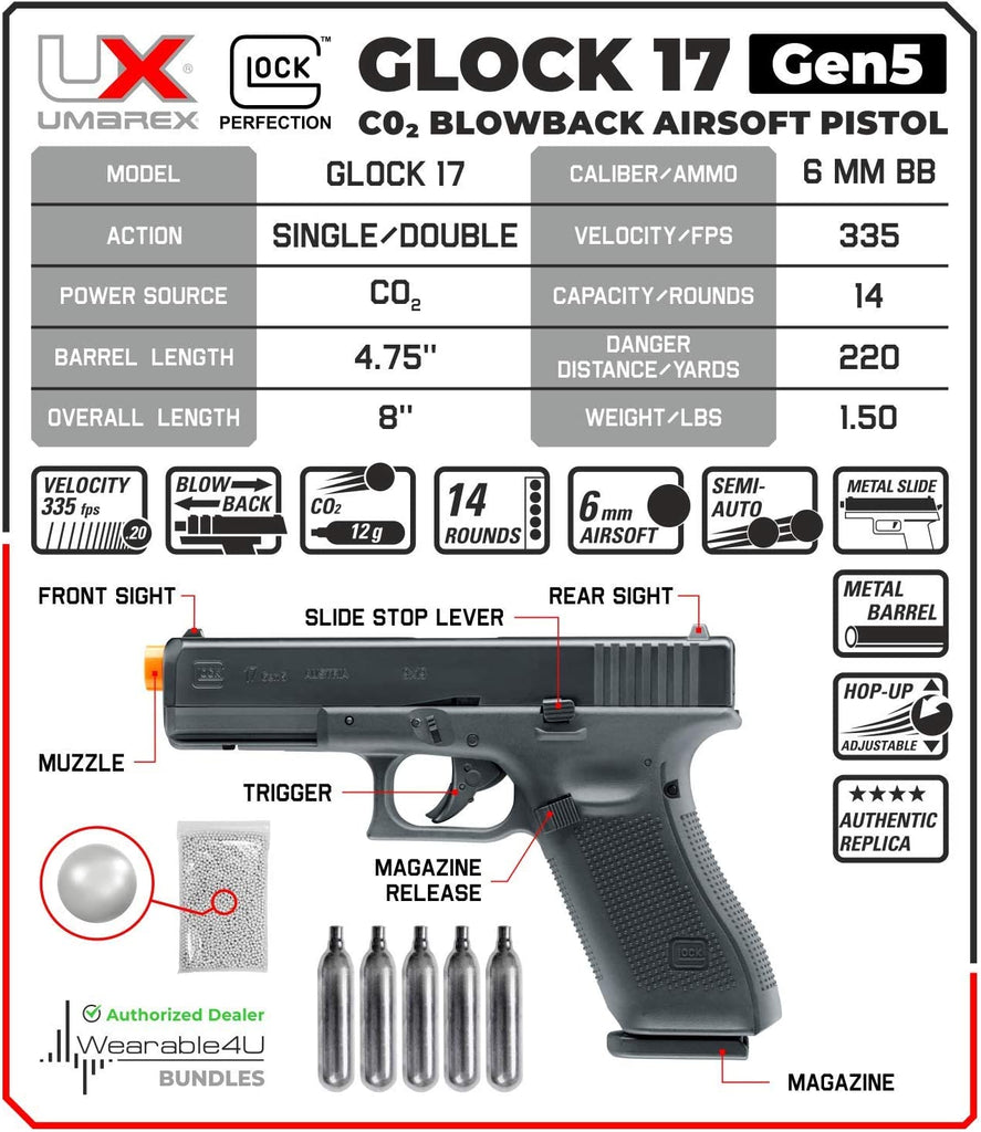 Umarex GLOCK G17 Gen5 C02 (HALF) Blowback Airsoft Pistol – Sports