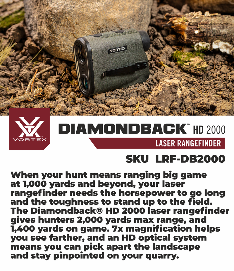 Vortex Optics Diamondback HD 2000 Laser Rangefinder (LRF-DB2000) with Free Hat Bundle