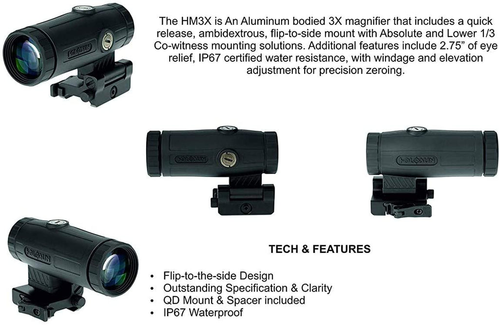 Holosun HM3X 3X Magnifier Lens Cleaning Pen, Extra Battery and