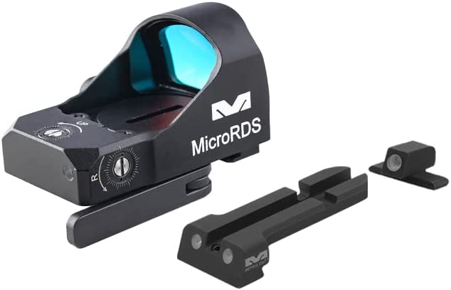 Meprolight microRDS Red Dot micro Sight with Quick Detach (QD) Adaptor and Backup Day/Night Sights (88070502) For P-Series Dovetailed #8/#8
