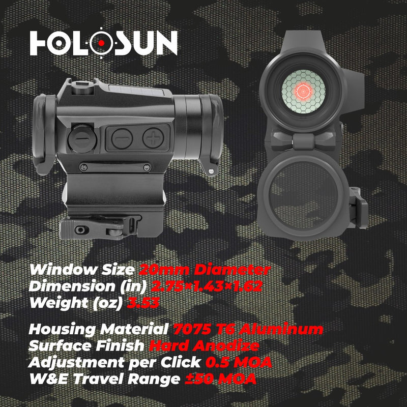 Holosun HS515CM Military Grade Micro Red Circle Dot Sight/Solar Panel/QD Mount Optics Lens Cleaning Pen, Extra Battery and Lens Cleaning Cloth Bundle