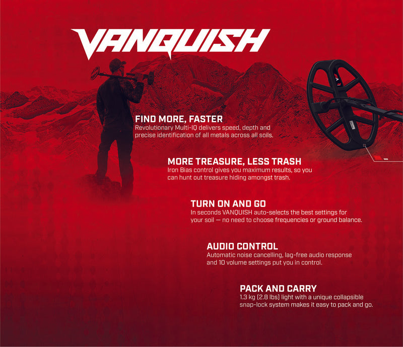Minelab VANQUISH 540 PRO-PACK Metal Detector with V12 12"x9" Double-D and V8 8"x5" Double-D Waterproof Coils