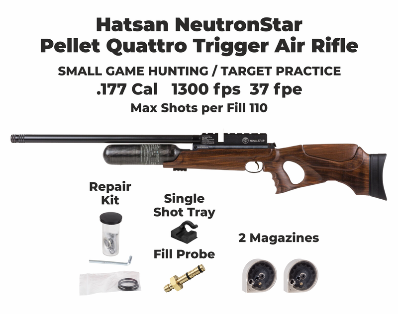 Hatsan NeutronStar NEW .177 Cal Air Rifle with Pack of 500ct Pellets and 100x Paper Targets Bundle
