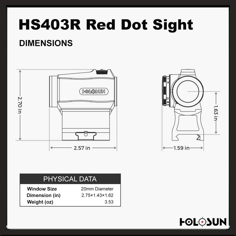 Holosun HS403R Micro Optical 2 MOA Red Dot Sight