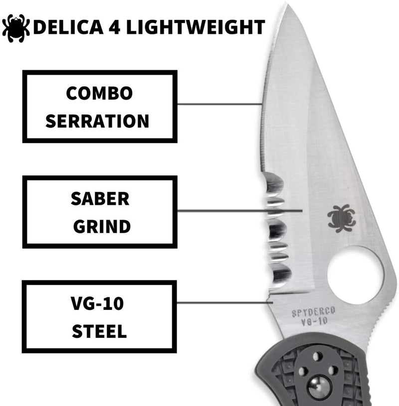 Spyderco Delica 4 FRN Foliage Green 2.9" VG-10 Folding Pocket Knife (C11PSFG)