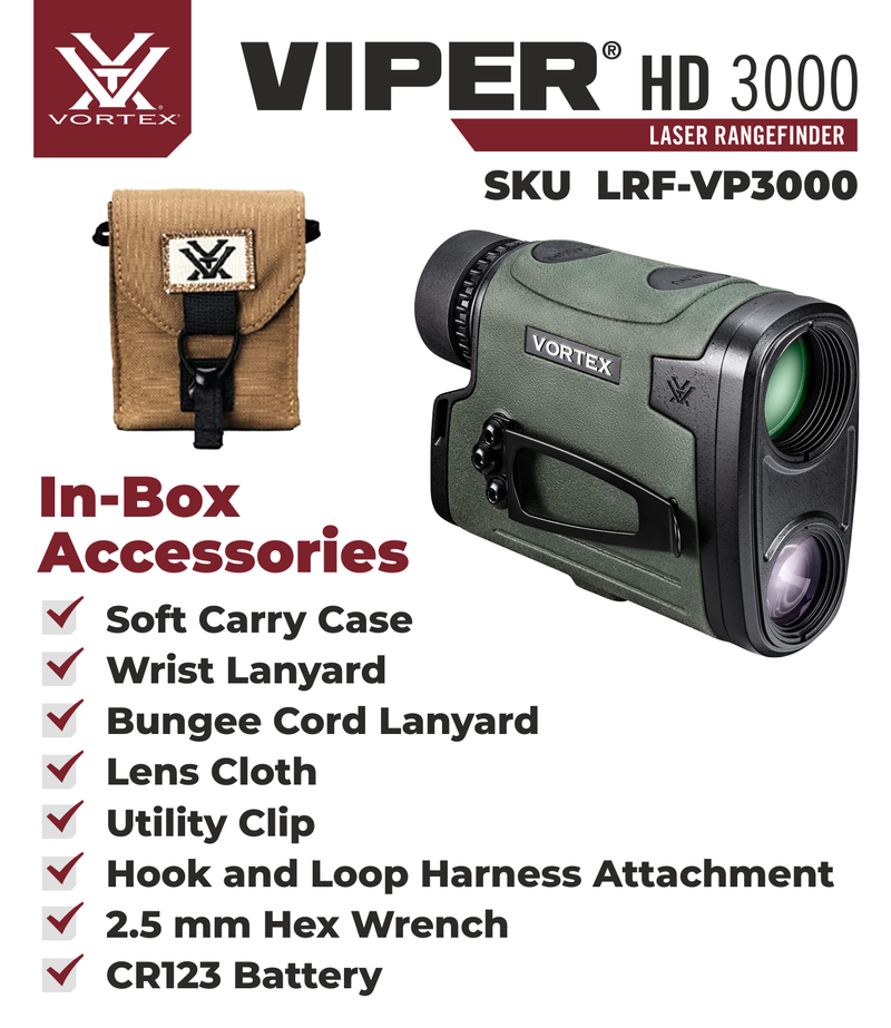 Vortex Optics Viper HD 3000 Laser Rangefinder (LRF-VP3000) with Free Hat Bundle