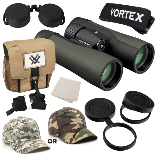 Vortex Optics Crossfire HD 10x42 Green Binocular CF-4312 with Free Hat Bundle