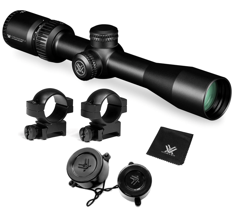 Vortex Optics Crossfire II 2-7x32 Scout, SFP, 1-inch Tube Riflescope V-Plex Reticle, w/ Rings Bundle