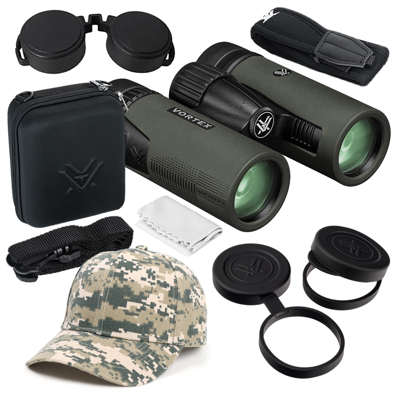 Vortex Optics Diamondback HD 10x32 Roof Prism Binocular with Free Hat Bundle