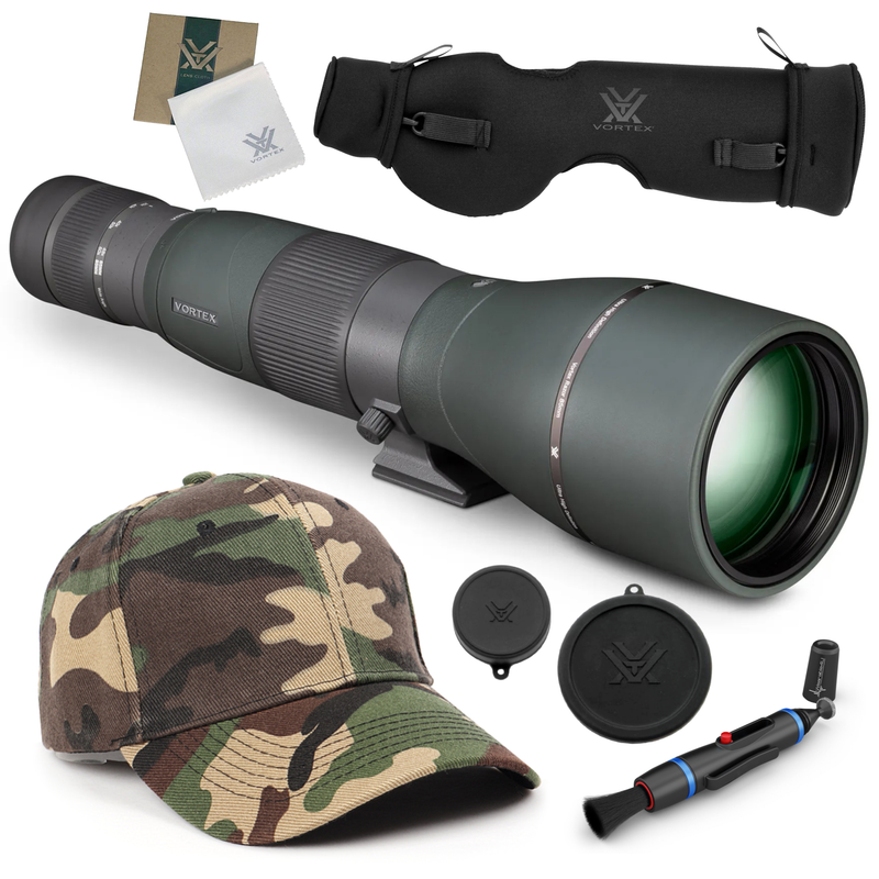 Vortex Optics Razor HD 27-60X85 Straight RS-85S Spotting Scope with Free Hat and Lens Cleaning Pen Bundle