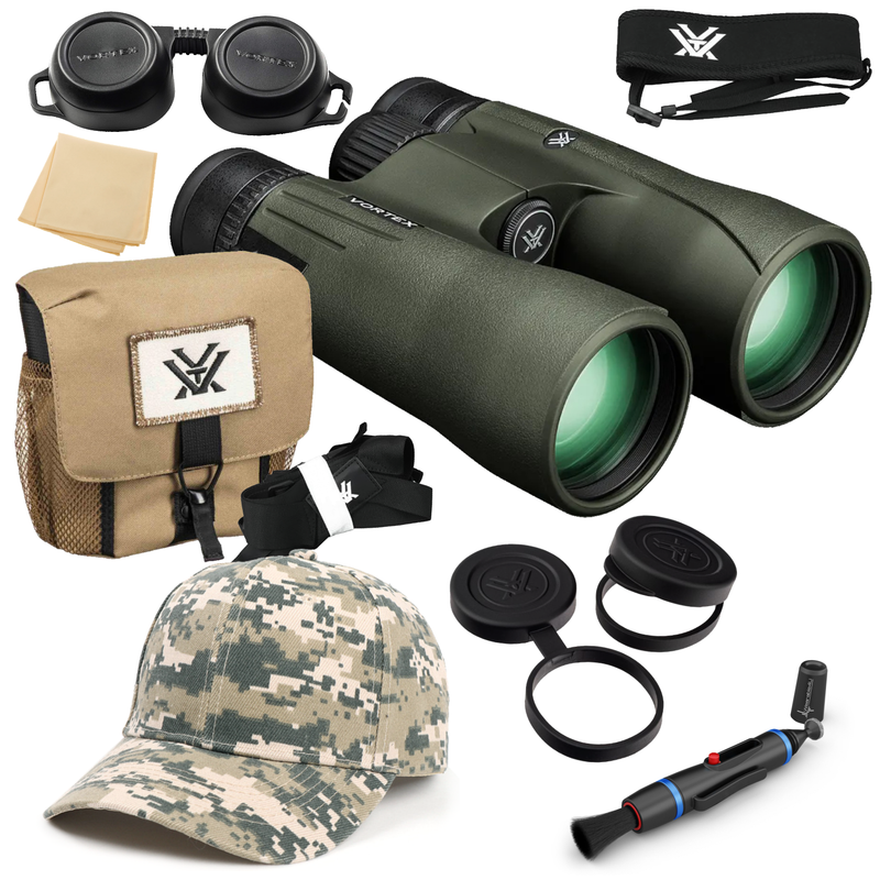 Vortex Optics Viper HD 12x50 Roof Prism Binocular V203 with Free Hat and Wearable4U Bundle