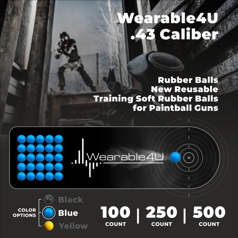 Wearable4U .43 Cal New Reusable Training Soft Rubber Balls for Paintball Gun