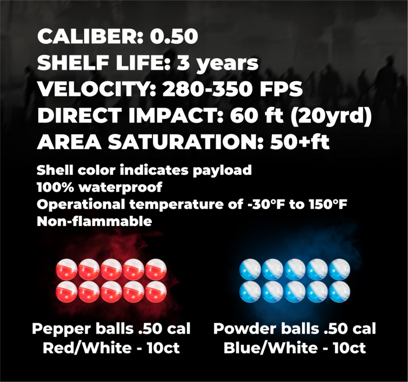 T4E by P2P 20ct .50 Pepper Balls Self-defense + 10ct Powder Balls for Training
