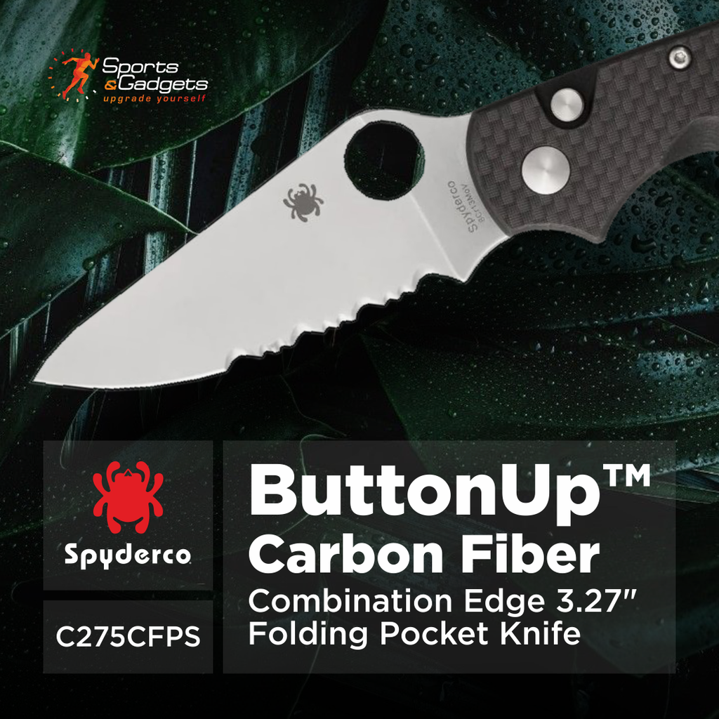 🔪 Spyderco ButtonUp Carbon Fiber Combination Edge: Smooth Button-Lock Action in a Lightweight EDC Design 🔪
