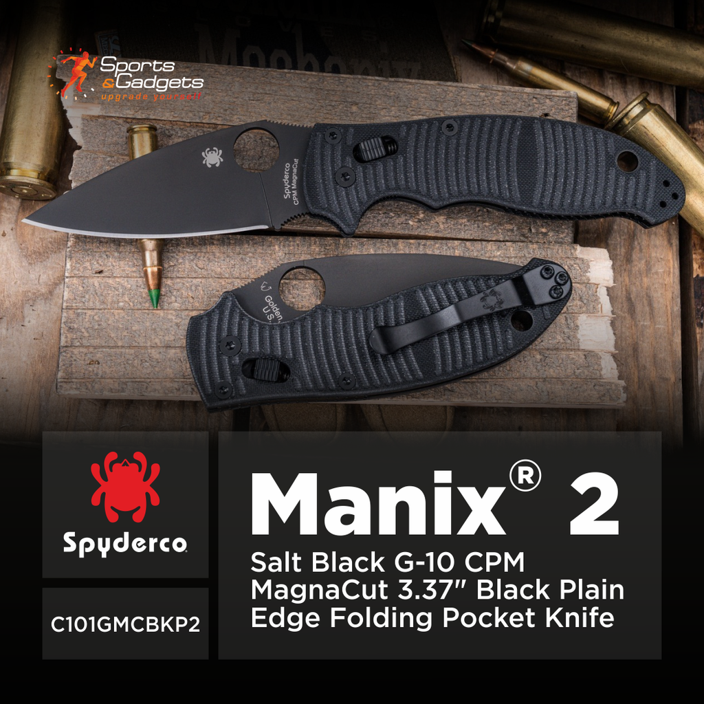 🔪 Spyderco Manix 2 Salt (C101GMCBKP2): MagnaCut Corrosion Resistance Meets All-Black, Hard-Use Performance 🖤🌊