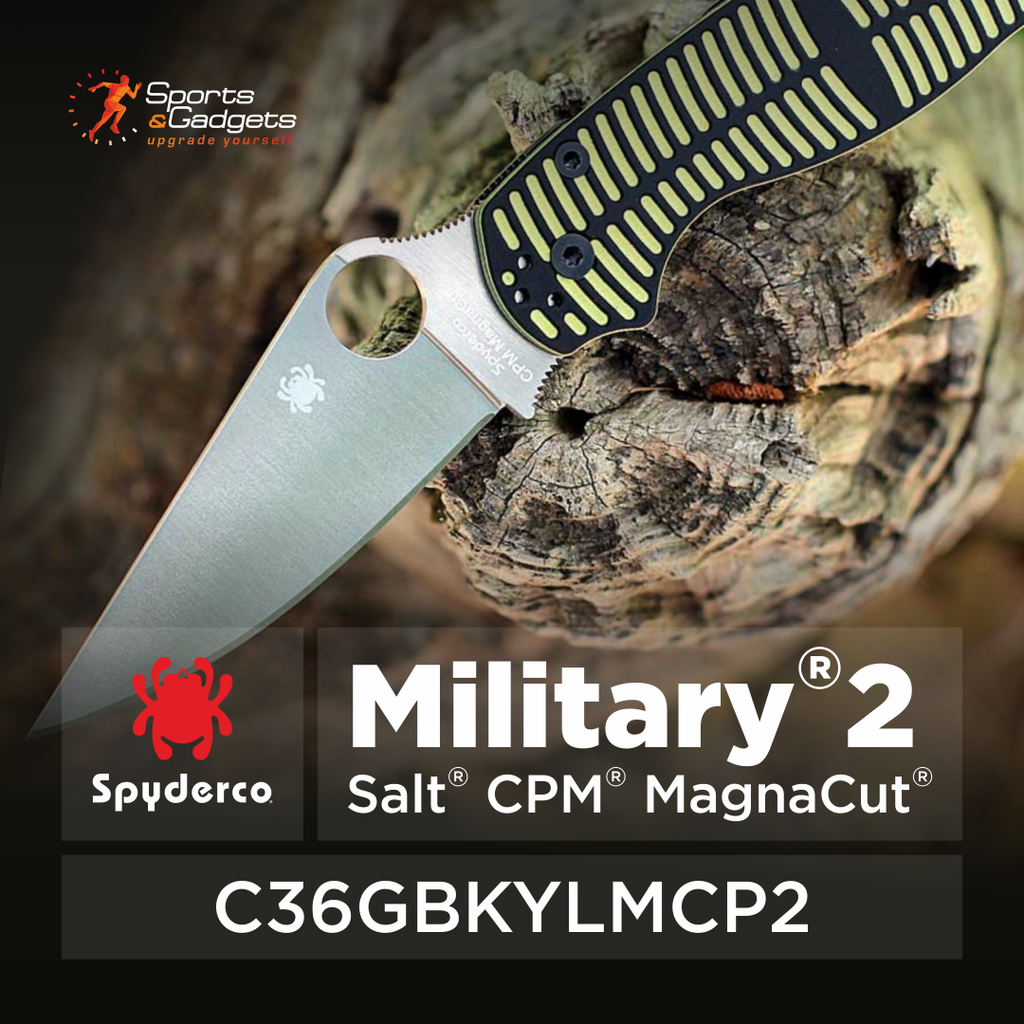 🔪 Spyderco Military 2 Salt CPM MagnaCut Yellow/Black (C36GBKYLMCP2): Big-Blade Performance with Salt-Series Corrosion Resistance 🌊