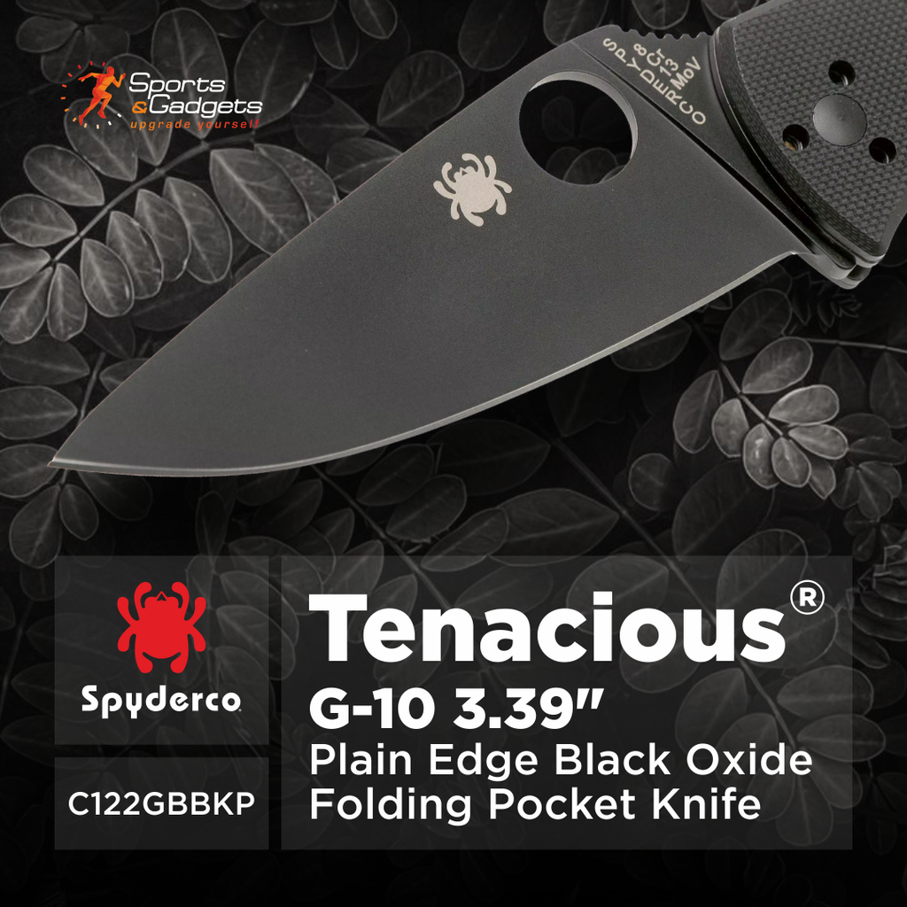 🔪 Spyderco Tenacious G-10 Plain Edge Black Oxide Folding Pocket Knife: A Proven Everyday Carry Design 🖤
