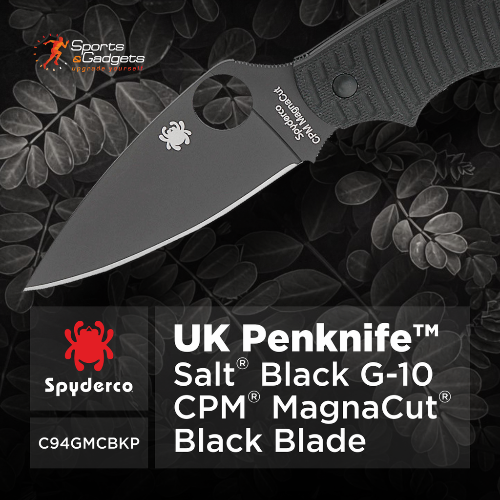 🔪 Spyderco UK Penknife Salt Black G-10: CPM MagnaCut Performance in a Lightweight SlipIt Folder 🖤