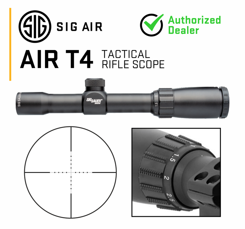 Sig Sauer AIR T4 Rifle Scope 1-4x24 MIL Dot Reticle, Multi-Coated, 1 inch Tube, Black (AIR-T4)