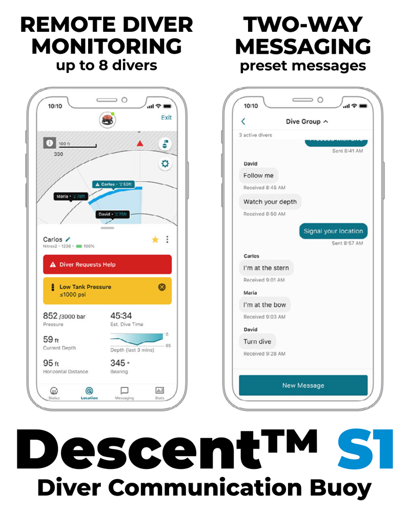 Garmin Descent S1 Buoy, Diver Communication with SubWave Sonar Messaging and Diver Monitoring, Descent T2 Transceivers and Compatible Dive Computer Required | Wearable4U Bundle (010-02546-00)