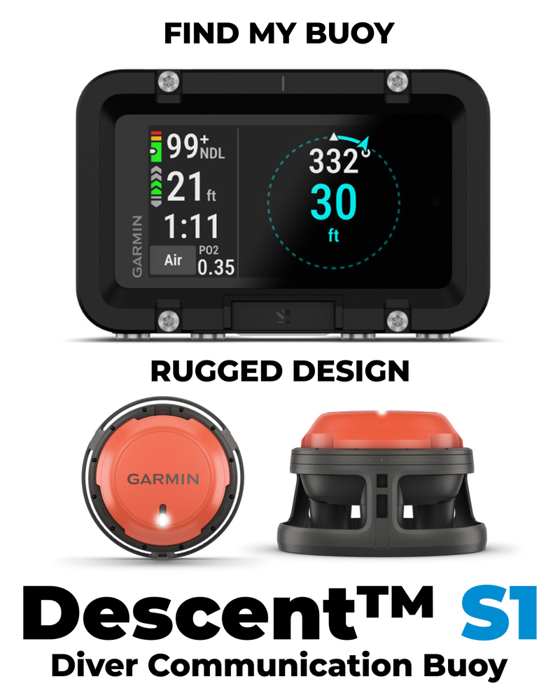 Garmin Descent S1 Buoy, Diver Communication with SubWave Sonar Messaging and Diver Monitoring, Descent T2 Transceivers and Compatible Dive Computer Required | Wearable4U Bundle (010-02546-00)