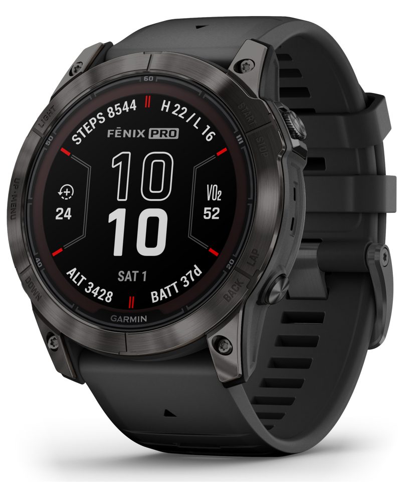 Garmin fenix 7S Pro Solar Sapphire 42 mm Multisport GPS Smartwatch, Carbon  Gray DLC Titanium, Black with Wearable4U White EarBuds Bundle 