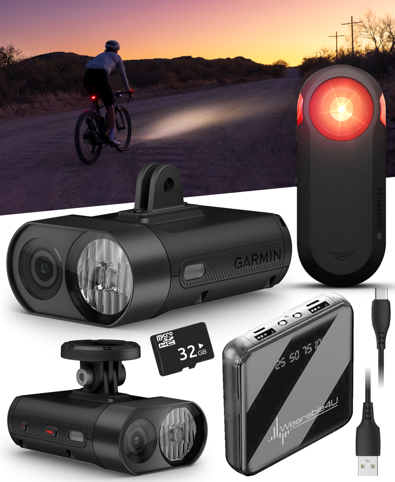 Garmin Varia Vue, Cycling Headlight and 4k Camera, Up to 600 Lumens, Auto Brightness, Crystal-Clear Video Recording, Incident Detection While Cycling w/ Wearable4U Bundle