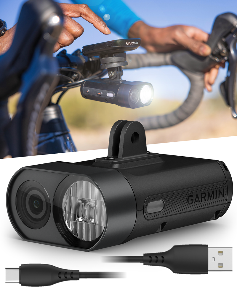 Garmin Varia Vue, Cycling Headlight and 4k Camera, Up to 600 Lumens, Auto Brightness, Crystal-Clear Video Recording, Incident Detection While Cycling w/ Wearable4U Bundle