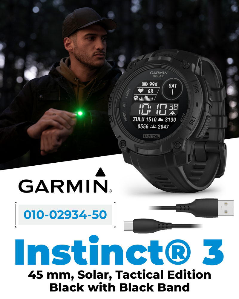 Garmin Instinct 3 Tactical Solar / AMOLED 45-50 mm GPS Rugged Outdoor Smartwatch with Wearable4U Bundle