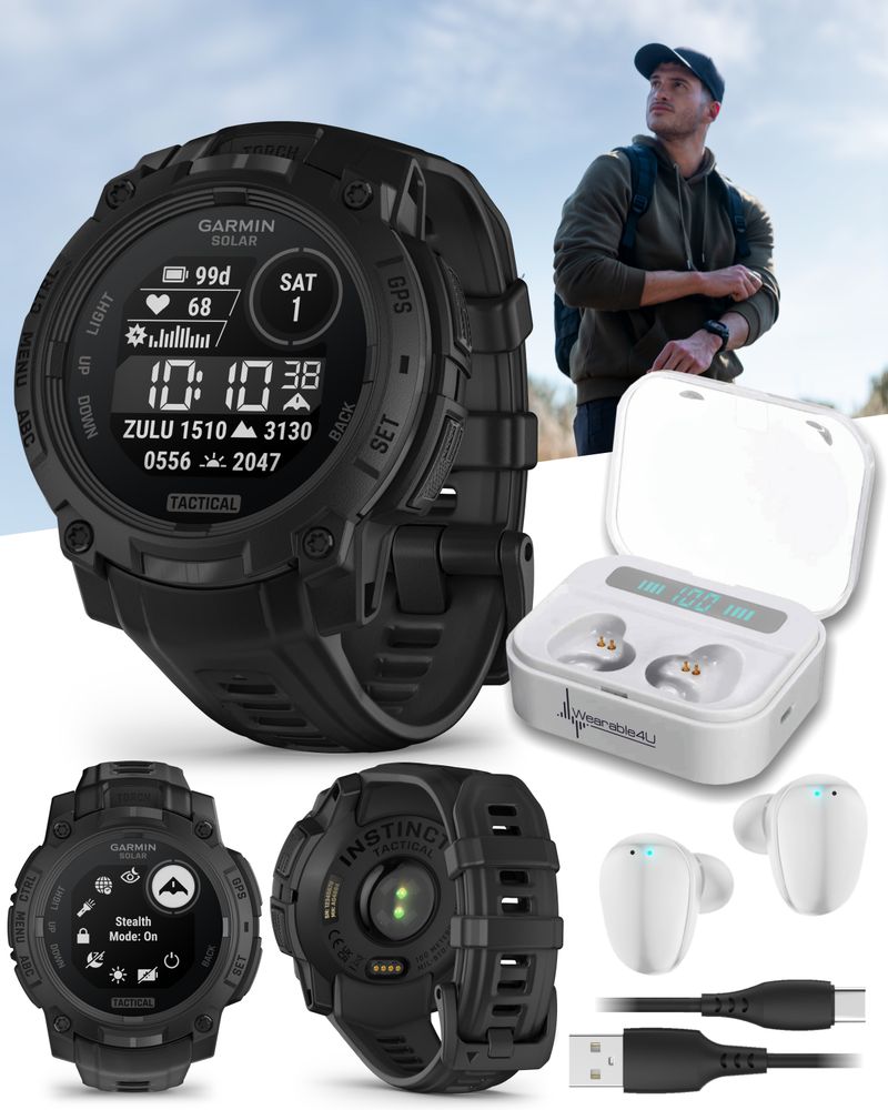 Garmin Instinct 3 Tactical Solar / AMOLED 45-50 mm GPS Rugged Outdoor Smartwatch with Wearable4U Bundle