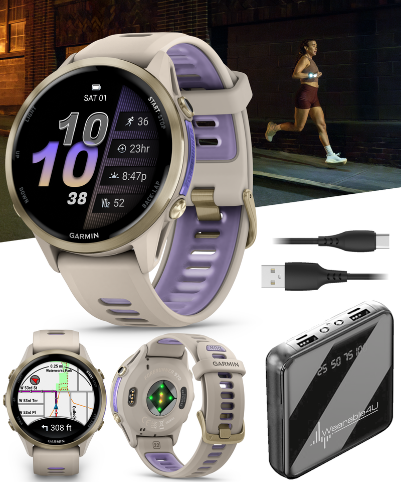 Garmin Forerunner 970 GPS Running Smartwatch Titanium, AMOLED Display, Wearable4U