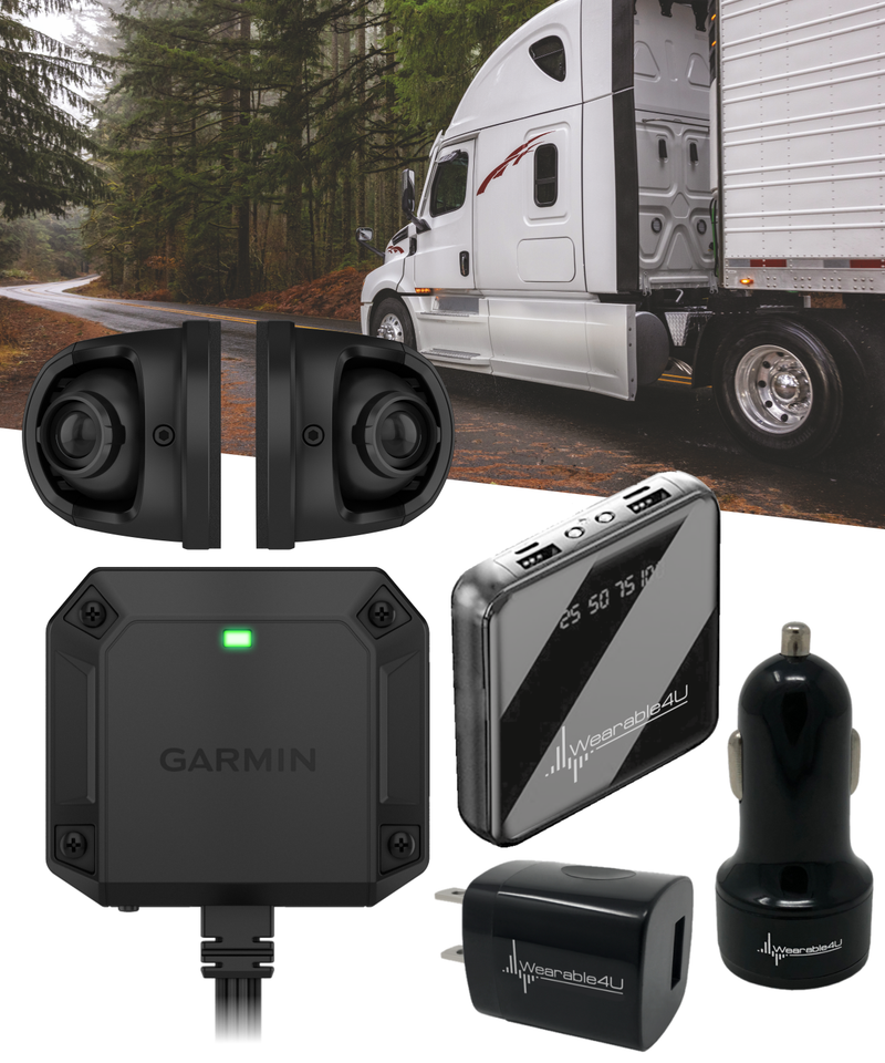 Garmin dezl DualView Camera System, LGV GPS Truck sat nav, Blind spot Monitor, Live View of Your Truck Sides, IPX7 (010-02979-00) w/ Wearable4U Bundle