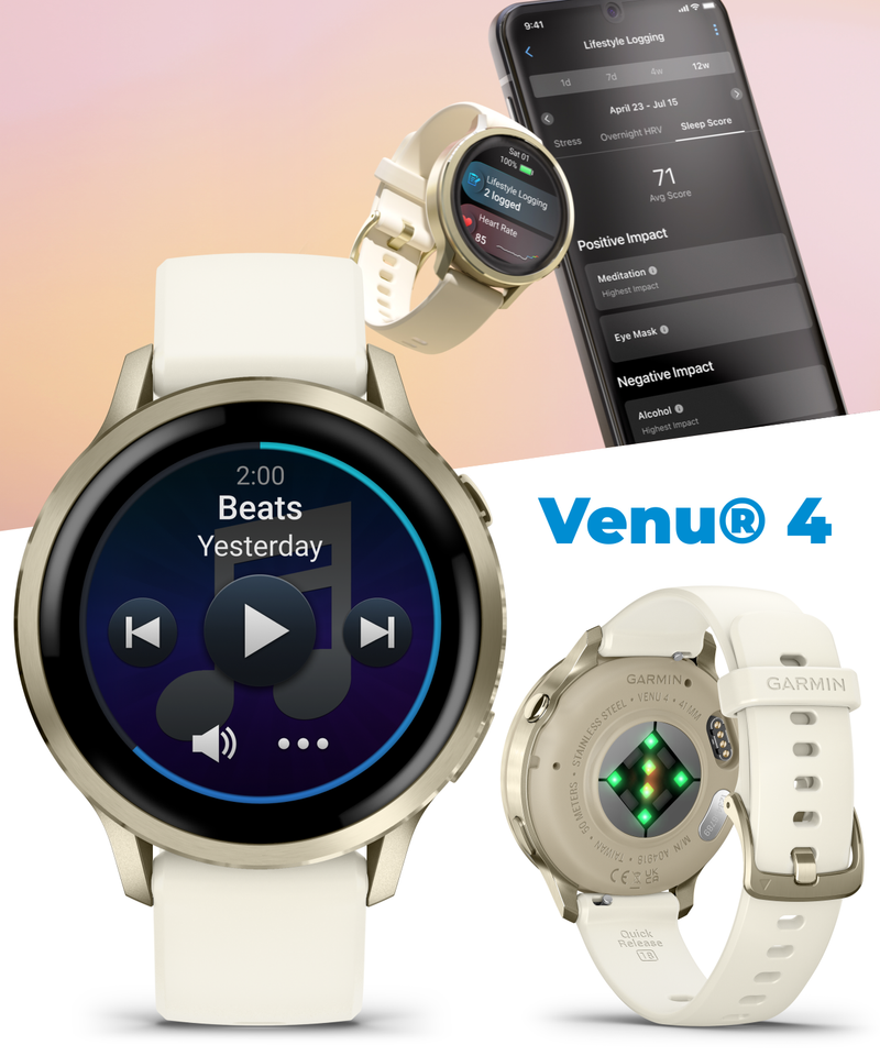 Garmin Venu 4 - 41/45mm AMOLED Advanced Health & Fitness GPS Smartwatch, Bright & Colorful Display, Built-in Flashlight, Up to 10/12 Days Battery Life with Wearable4U Bundle
