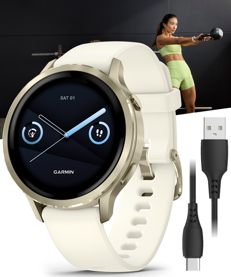 Garmin Venu 4 - 41/45mm AMOLED Advanced Health & Fitness GPS Smartwatch, Bright & Colorful Display, Built-in Flashlight, Up to 10/12 Days Battery Life with Wearable4U Bundle